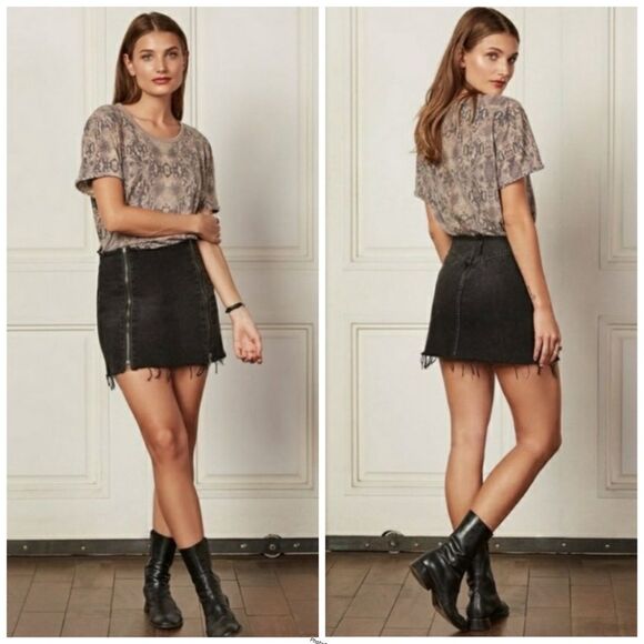 Revolve Boyish Murphy Black Denim Mini Skirt - Picture 1 of 9